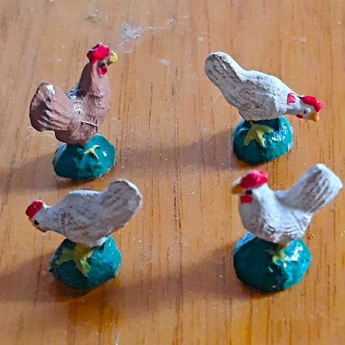Uralt masse figur - 4x, huhn